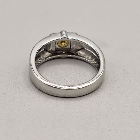 Womens Silver Tone Ring With Yellow Faceted Square Stone Size 7 - Picture 4 of 7